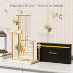 SZQINJI 5 Tier Jewelry Holder Organizer, Gold Jewelry Stand with Velvet Bracelet Holder, Adjustable Height Jewelry Display for Necklaces, Bracelets, Earrings, Rings, Gift Idea for Women, Beige - color: Beige