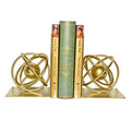 Book Ends Decorative, Modern Metal Unique Gold Bookends for Shelves, Round Design Bookend Book Stopper Holder for Home Office