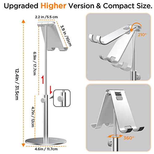AICase Upgraded iPad Stand - Adjustable Desk Stand for iPad Pro 9.7, 10.5, 11, 12.9 Air Mini 5th/6th Gen, Samsung Tablet, Tab (3.5-13") - color: Silver - Upgraded