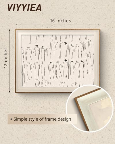 VIYYIEA Framed Wall Art for Living Room, Sketch Canvas Prints, Minimalist Home Decor, Abstract Painting Picture, Bathroom Wall Decor Gifts for Friends or Family - 16L x 12W - color: Abstract-【Crowds】, size: 16"L x 12"W