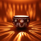 QTMY 2 Pack Votive Candle Holders,Handmade Coconut Shell Candle Holder for Tealight Small Pillar,Rustic,Wooden Style