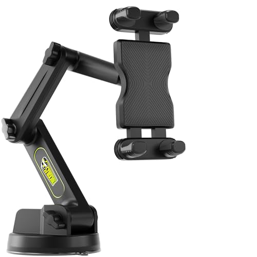 Tablet Holder for Truck Tablet Mount - iPad Mount for Truck, Heavy Duty Super Suction Cup, 16.7 inch Long Arm & Stable, Device & iPad Holder for Dashboard, Windshield and Window - Semi Trucker