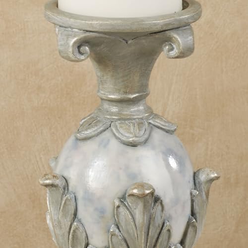 Touch of Class Lionna Candleholder Set of Two - Resin - Blue, Gray, Gold - Candlesticks for Bedroom, Living Room, Dining Room, Mantel, Office, Hallway, Entryway, Foyer - Pillar Holders