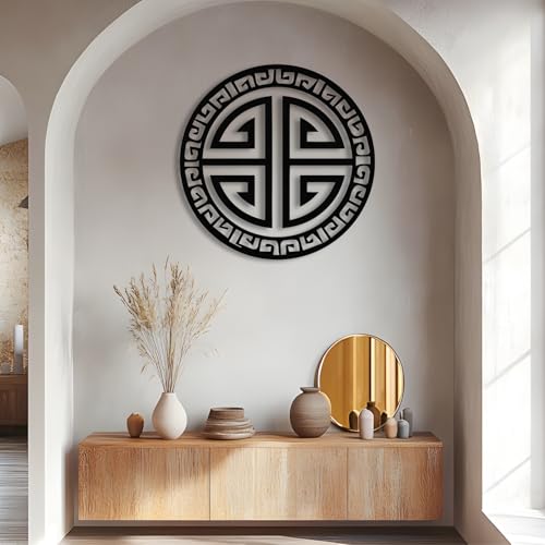 kuestboy Feng Shui Metal Wall Art, Modern Black Wealth & Prosperity Sculpture, Luxury Minimalist Home Office Decor for Good Luck and Abundance (19" X 19" | 47 X 47cm) - size: 19" X 19" | 47 X 47cm