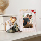Father Daughter Figurine Personalized Birthday Fathers Day Valentines Gifts for Dad from Daughter 4.7"Resin Hand Painted Sculpture in Memory of Dad Statues for Home Decor(Frame for Free) - style: Father and Child Set
