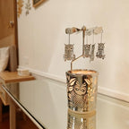 Carousel totary Candle Holder Spinning irthday Gifts for Women, Mom, Wife, Girlfriend, Sister, Her, Metal Windmill Tea Light for Female Friends (Silver owl) - color: Silver Owl