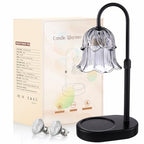 Candle Warmer Lamp Adjustable Timer Electric－ Gray Flower Shaped Wax Melting Lamp - color: Gray