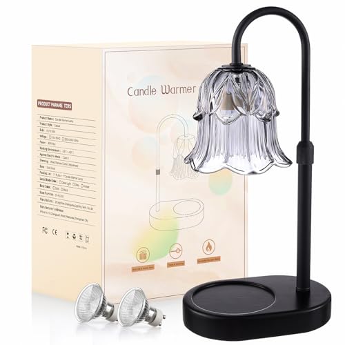 Candle Warmer Lamp Adjustable Timer Electric－ Gray Flower Shaped Wax Melting Lamp - color: Gray