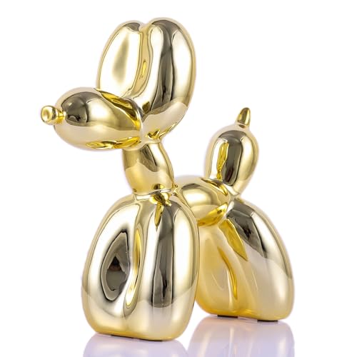 Balloon Dog Sculpture Modern Home Decor Collectible Figurines Funky Statues for Bedroom Trendy Animal Decor for Coffee Table Living Room Decor Art Resin Decor Office Standing Desk Decor - color: Gold, size: 6.6*6.6*2.8inch