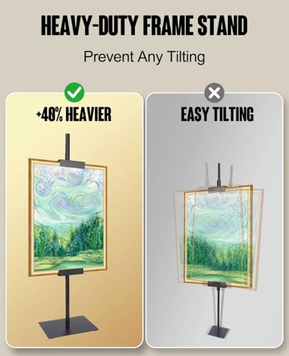 Sturdy Tabletop Picture Frame Stands, Adjustable Size Table Easels, Heavy Metal Base for Display,Picture Frame Holder Art Display Stand, Signs, Canvas (Black)