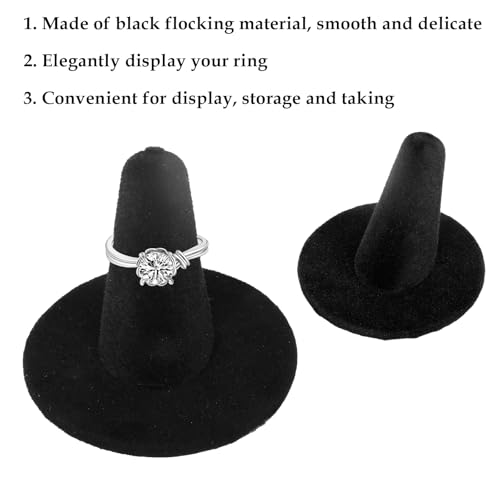 10pcs Black Velvet Ring Display Stand, Ring Holder Organizer Jewelry Storage Case Display Accessories for Vendor Home Shop Counter Showcase