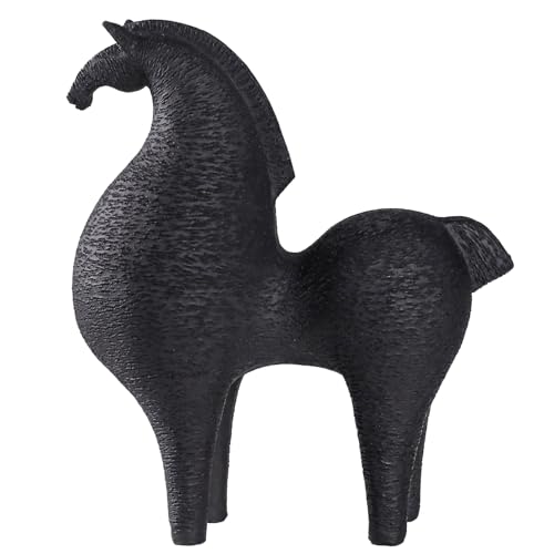 Modern Abstract Horse Sculpture, Black Matte Resin Decor 8.66" Tall, Office & Living Room Accent，Home Decor,Abstract Art Office Room Decor,Unique Horse Figurines for Living Room Shelf Decor Accen