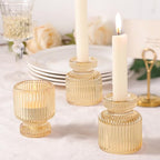 DARJEN 6 Pcs Gold Candlestick Holders - Glass Taper Candle Holders Tealight Votive Candle Holders for Table Centerpieces, Wedding, Dinner Party, Home, Gifts (Pack of 2) - color: Gold, size: 6Pcs (Pack of 2)