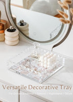 Scalloped Acrylic Tray with Magnetic Mat - Customizable for Photos, Art and Messages, Decorative Trinket Tray for Rings Earrings Necklaces Bracelet, Mothers Day Mom Gifts from Daughter Son - size: Square:7.9*7.9*2inch