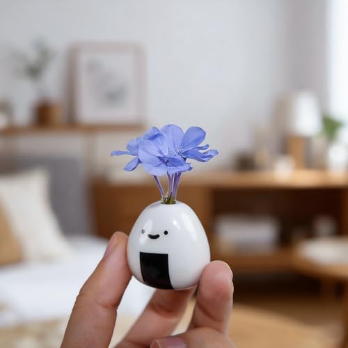 Tnstbiee 5 PCS Mini Onigiri Flower Vase Set - Cute Japanese Handmade Bud Vases Bulk for Dried Flowers, Small Centerpiece Vase for Coffee Table Living Room Home Decor, Unique Japandi Tiny Ceramic Vases