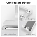 Foldable Phone Stand for Desk - Adjustable Height & Angle Cell Phone Holder, Portable Tablet Stand with Anti-Slip Base for Home, Office, and Travel, Compatible with iPhone & All 4-11" Devices (White) - color: White