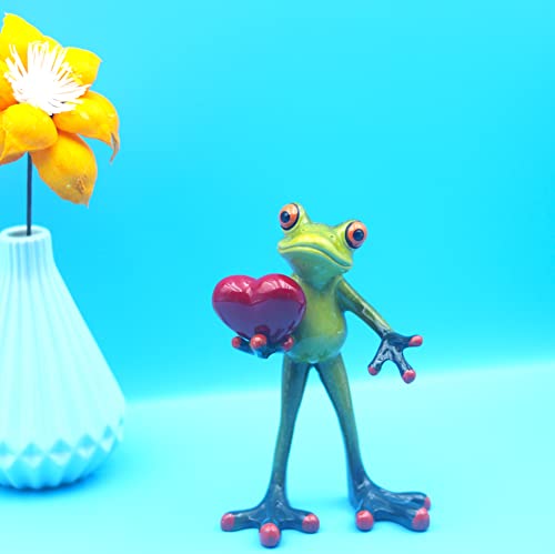 VVGIFTS Frog Figurines Decor Funny Cute Craft Resin Frog Sculpture Statue for Home Office Desk Tabletop Bathroom Decoration, Ornament Gift (Frog Holding Heart) - color: Frog Holding Heart