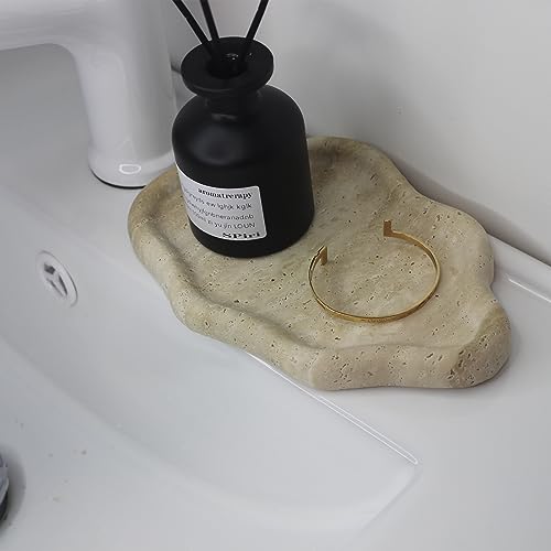 Natural Travertine Tray Cloud Shape, Jewelry Dish Trinket Dish, Key Tray for Women Gift Home Décor - color: Beige Travertine