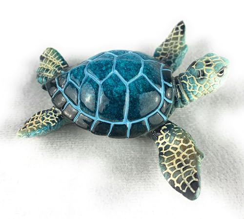 Ain’t It Nice Sea Turtle Statue Coastal Ocean Beach Decor Gifts Figurine Beach Room for Home and Office Marine Collectible Sculpture, Blue 3.5(L) 4(W) 1.25(H) Inches - color: Blue 1