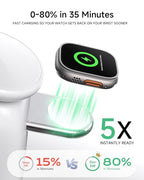 AOK-AOK Foldable Wireless Charging Station, 15W Magnetic Fast Charger Stand for iPhone 17 16 15 14 13 12 Pro Max&Apple Watch&Airpods, 2-in-1 Charger for Home/Office/Travel(30W Adapter Included) - color: White