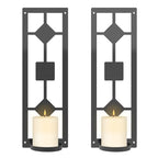 OYEFLY DIY 2 Pcs Wall Sconce Candle Holder,Metal Wall Art (Black)