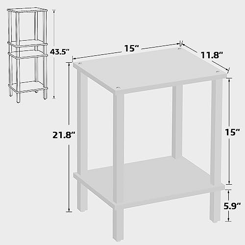 TUTOTAK End Table, Side Table, Nightstand, 2-Tier Storage Shelf, Sofa Side Table for Small Space, Living Room, Bed Room TB01BW034 - color: White