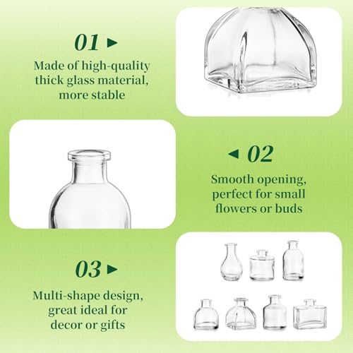 Hewory Mini Bud Vases for Centerpieces: 28pcs Small Glass Vase Bulk - Clear Tiny Vases for Wedding Baby Shower Birthday Party Events Table Decor