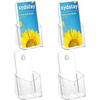 xydstay Brochure Holder 4x9 Inches Slant Back Design, Clear Display Stand, Plastic Table Stand Sign Holder,Pamphlet Holder Flyer Holder, Acrylic Display Stand, Acrylic Table Signs Plastic Paper Holder for Office, Home, Store, 4 Pack