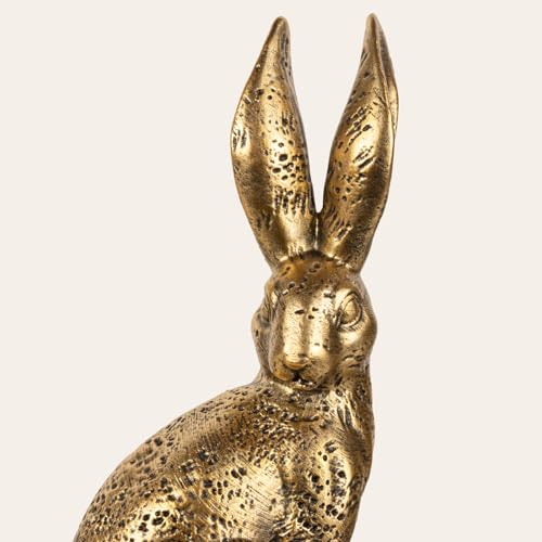 Rabbit Bookends, Decorative Bunny Book Ends for Shelves, Unique Rabbit Figurine Bookends, Heavy Resin Book Holder for Bookshelf Home Office Nursery Decor (Gold) - color: Gold