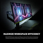 MSI MAG MT201D - Premium Heavy Duty Dual Monitor Stand Arms, 17-45" Support, VESA Compatible, Adjustable Spring Mount, 44 lbs per Screen, Clamp & Grommet, Quick Release Plate - Black - color: Black