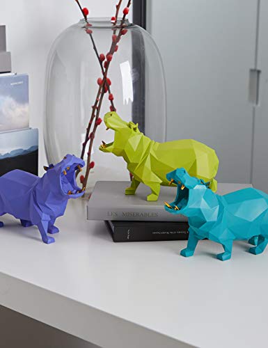 HAUCOZE Hippo Statue Animal Sculpture Figurine Modern Home Decor Table Art Gift for Bedroom Living Room Green Polyresin 7.1 Inch - color: Green
