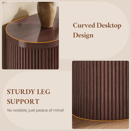 Itaar 63" Fluted Console Table with 2 Drawers, Modern Entryway Table with Storage, Long Sofa Table Behind Couch for Living Room, Hallway, Couch, Foyer，Brown - color: Brown