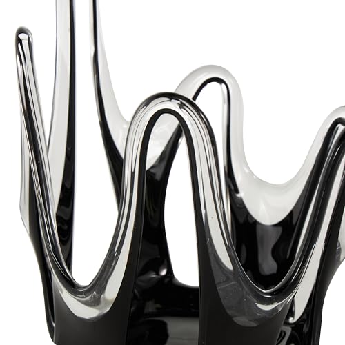 Deco 79 Glass Abstract Decorative Vase Centerpiece Vase with Wavy Oval Cutouts, Flower Vase for Home Decoration 7" x 7" x 10", Black - color: Black, size: 7" x 7" x 10"