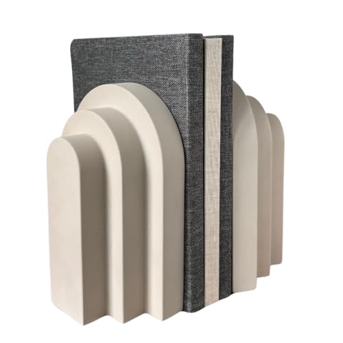 OAKOA Concrete Heavy Book Ends Decorative - Decorative Bookends for Heavy Books - Book Ends for Shelves Decorative - Heavy Duty Bookends for Shelves Decorative - Modern Bookends Decorative