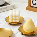 Plate Candle Holder - Gold Candle Holders for Pillar Candles, Small Candle Tray Pillar Candle Holder Plate Metal Candle Stand for Coffee Table Decor, Wedding, Party, Home Decor