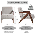 INZOY Mid Century Modern Accent Chair with Wood Frame, Upholstered Reading Armchair with Soft Linen Fabric, Accent Chair for Living Room Bedroom Apartment, Easy Assembly, Mocha - color: Chenille Mocha