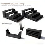 Wooden Display Stand Wood Tiered Racks, 2 Set 8 Piece Wood Display Shelf for Cupcake,Jewelry,Card, Vendor Events, Table Shelves Wooden Riser Organizer Dessert Showcase-Black - color: Black