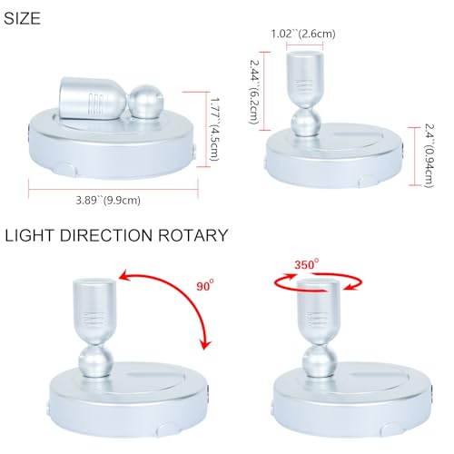 HAMVIDNE Indoor LED Spotlight, Battery Operated Spotlights with Remote, Picture Lights for Wall, Plant Tree Up Light with Timer, Accent Lights for Art Display Dartboard Painting Artwork Frames-Silver - color: Silver