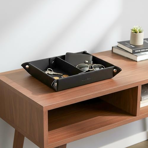 UnionBasic Medium Valet Tray, Jewelry Tray for Rings Watches Earrings, Entryway Catchall Caddy for Coins Keys Change, Nightstand Bedside Valet Holder, Trays for Electronic Gadgets, Black Plus - color: Black, size: 9.5" x 7.9" x 2"