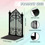 Peacoblue Metal Bookends for Shelves, Modern Decorative Heavy Duty Study Book Ends Stoppers for Office, Desk, Shelf, Room 5.3"x4.3"x7.9" Cast Iron Simple Tall Bookends 1 Pair (Gothic Gorgeous Gate) - style: Gothic Gorgeous Gate
