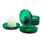 Candleholder Glass Candle Holder Plates Set of 6, Round Glass Candle Tray Plates for Dining Wedding Lantern Festival Party Evening Light, Green - color: Green