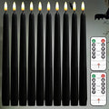 NONNO & ZGF 10 Pack Black 11'' LED Wax Covered Taper Candles with 2 Remote Control, Flameless Battery Operated Decor Candle, Warm White LED - color: Black