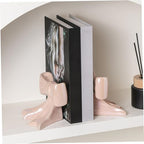 Bookends Metal Book Ends, 1 Pair Bookends, Ceramic Bow Cute Book Ends, Non Slip Cute for Home Decor Bookshelf Office Desk Gift Decoration