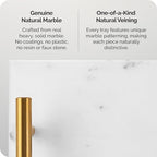 Marble Guest Towel Tray – Luxury Countertop Napkin Holder for Bathroom & Vanity, Real Natural Stone with Brass Handles, Includes Marble Care Cloth