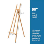 A - Frame Wooden Display Easel - Adjustable Lyre Beechwood Studio Easel Stand Holding Canvas Up to 90", Inclinable Artist Floor Painting Easel for Artwork Painting, Natural - color: Natural