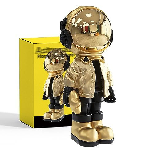EZ4ENCE Figurine Statue Astronaut Sculpture Spaceman Decor,Sculpture for Home Decor,Arts Gold and Black Shelf Decoration,Cool Metal Mask Table Decor,Large Spaceman Figure Ornament - color: Rose Gold, size: Large