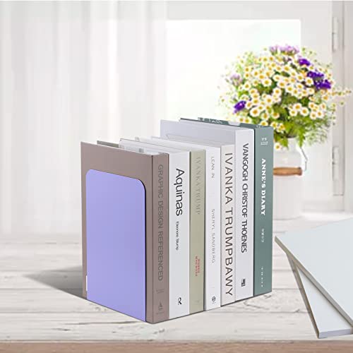 MSDADA Bookends, Book Ends for Book Shelves, Bookends for Office, Book Ends for Heavy Books, Metal Bookend Supports, Modern Minimalist Style Bookends, Purple(4 Pairs) - color: Purple