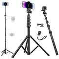 Nineigh 80" Phone Tripod, Selfie Stick Cellphone Tripod, Aluminum Tripods Stand for Video Photo Vlog, Travel Tripods with Gooseneck Remote Phone Holder, Compatible with iPhone Android Smartphone - size: 80 Inch