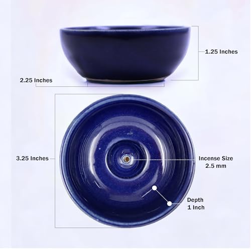 Hosley Incense Gift Set 6-Pack - Includes 60 Incense Sticks & Ceramic Holder - Ideal Bathroom Set for Meditation, Spa, or Relaxing Atmosphere - color: Blue-6d