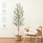 Kazeila Artificial Olive Tree 6FT Tall Faux Silk Plant for Home Office Decor Indoor Fake Potted Tree with Wood Branches and Fruits - size: 6ft